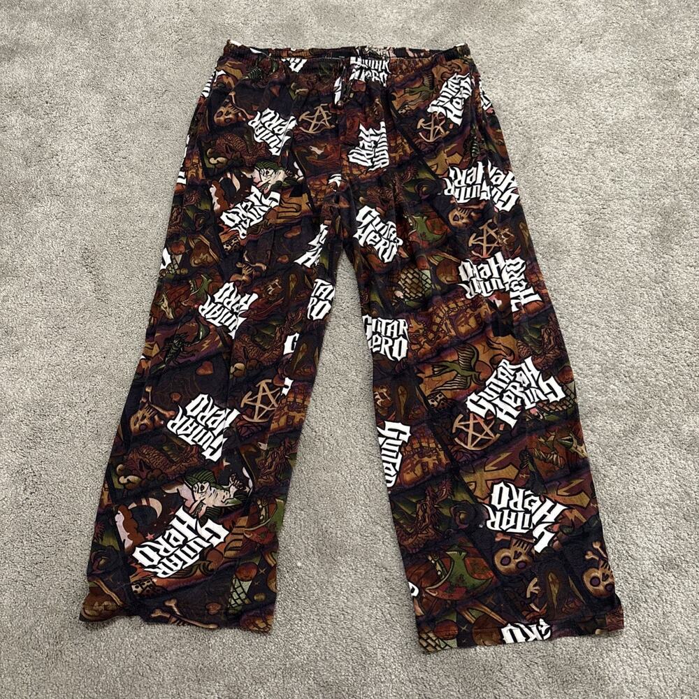Guitar Hero Pajama Pants Size XL Activision Y2K 2000s Vintage AOP Gaming
